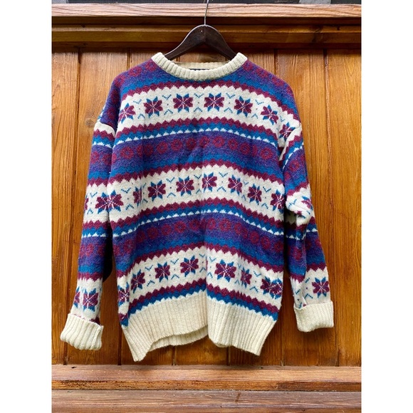 Vintage Sweaters - VINTAGE Wm H. LEISHMAN fair isle wool crewneck 90s sweater size medium